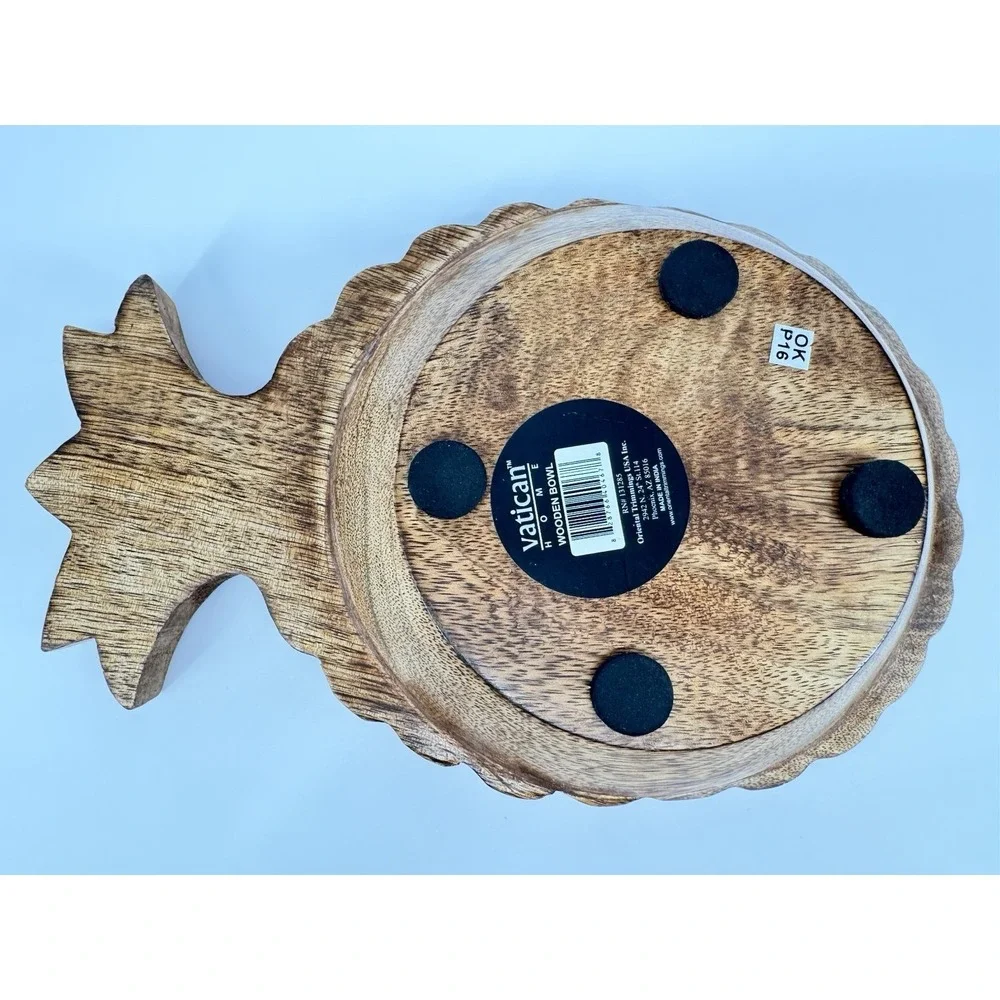 Pineapple Bowl Wood Carved Serving Dish Tropical Decor Fruit‎ Catchall